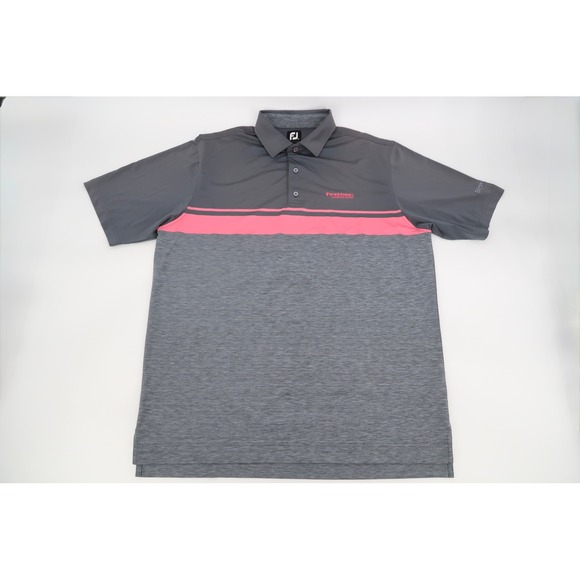 FootJoy Polo Shirt Mens XL Gray Pink Firestone Country Club ExxonMobil‎ Logo